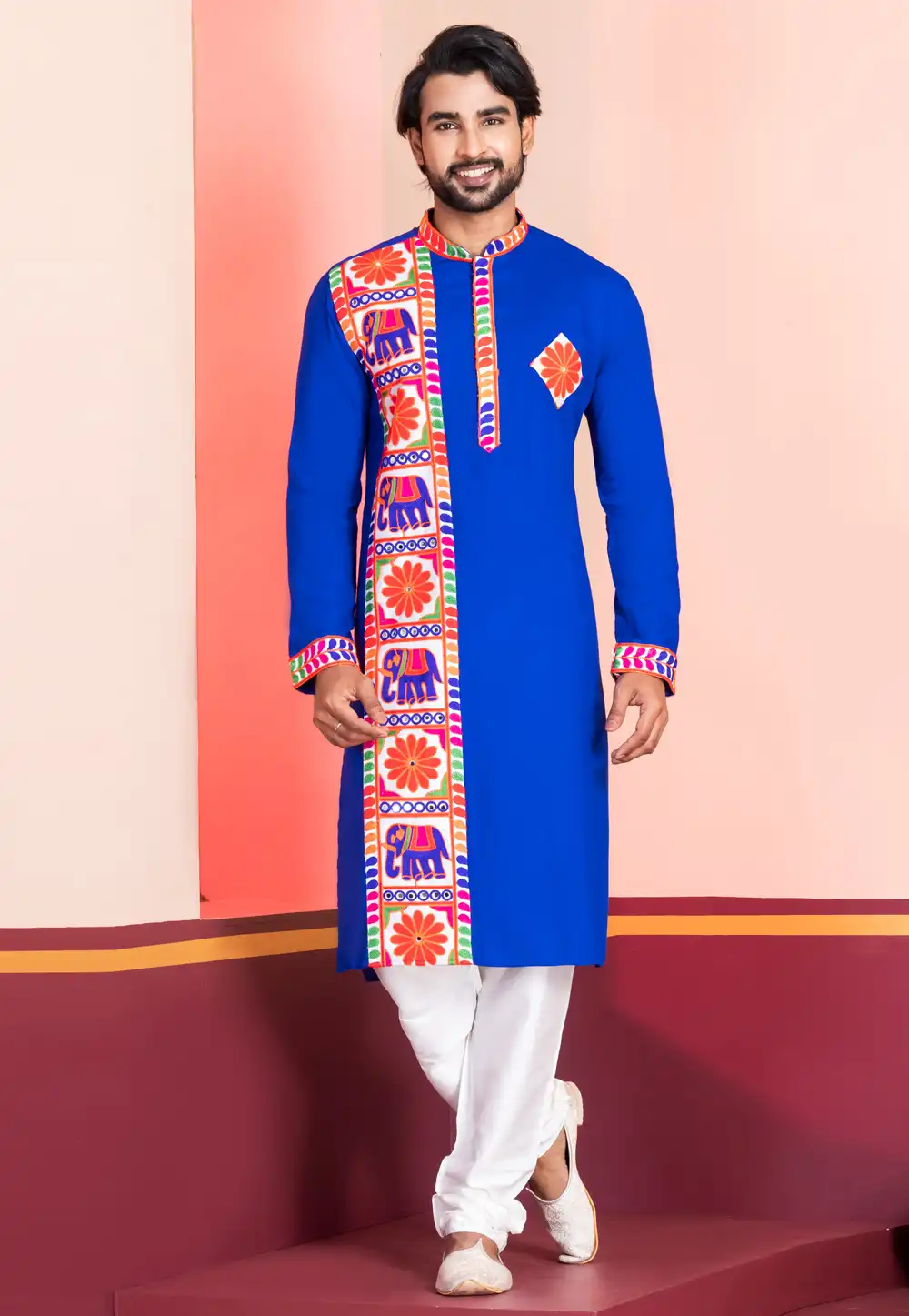 Blue Rayon Navratri Kurta Pajama 315574