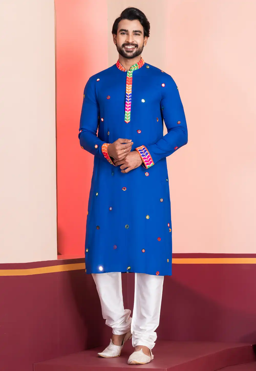 Blue Rayon Navratri Kurta Pajama 315584