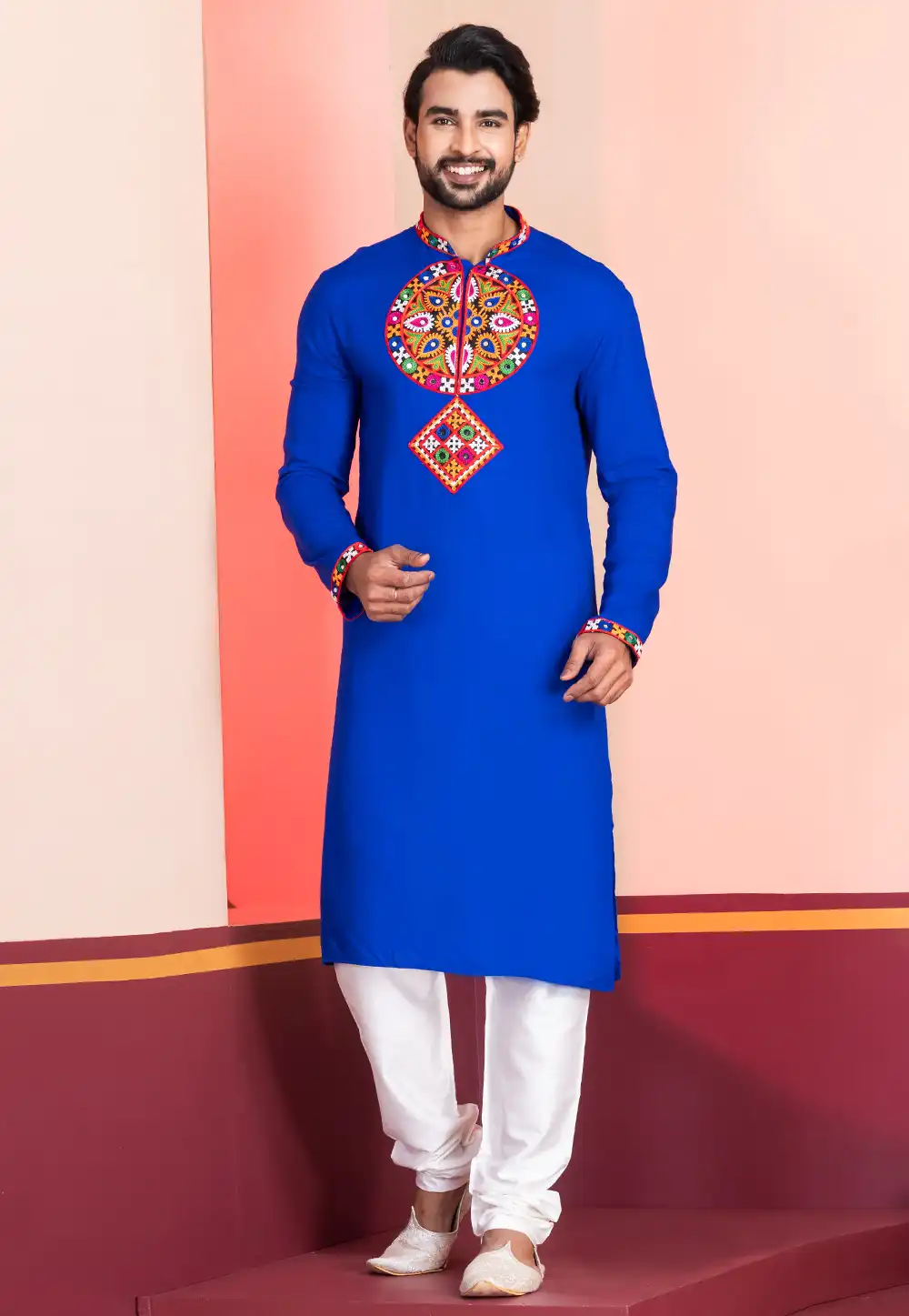 Blue Rayon Navratri Kurta Pajama 315589