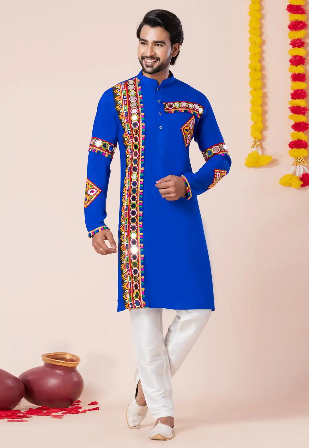Blue Rayon Navratri Kurta Pajama 315888