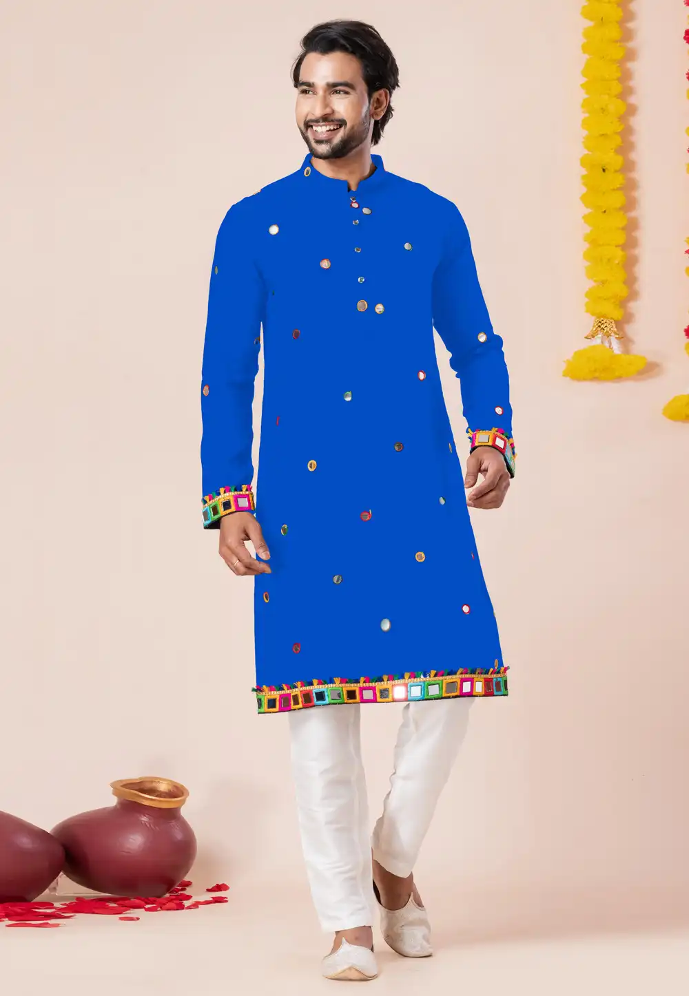 Blue Rayon Navratri Kurta Pajama 315901