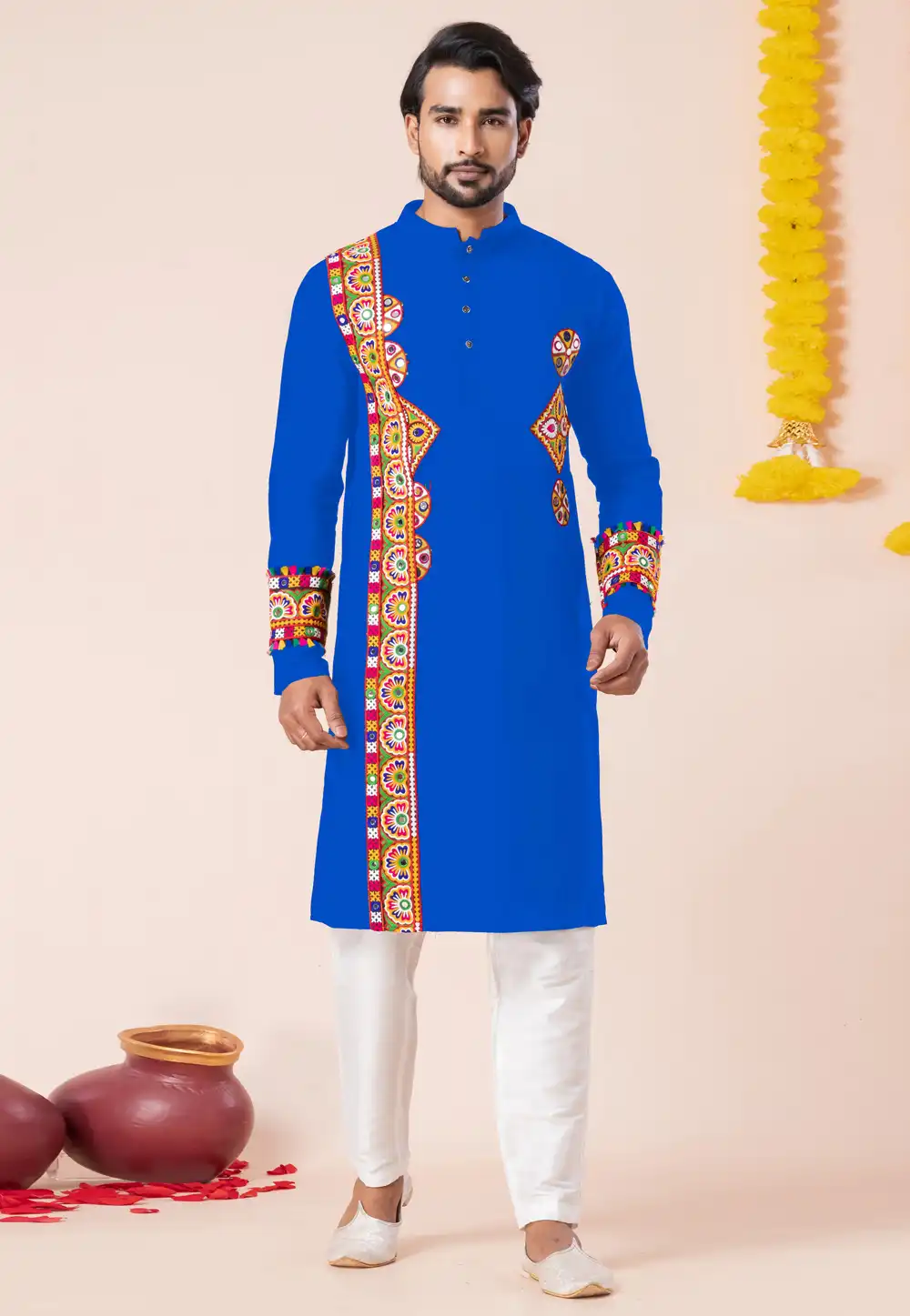 Blue Rayon Navratri Kurta Pajama 315907