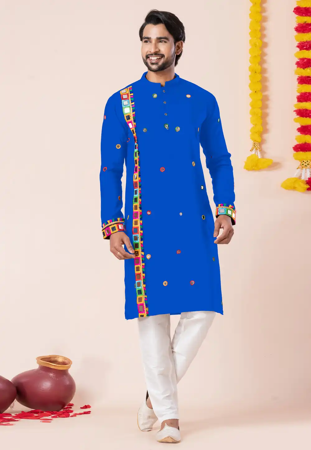Blue Rayon Navratri Kurta Pajama 315913
