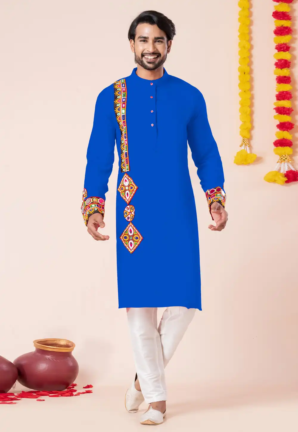 Blue Rayon Navratri Kurta Pajama 315919
