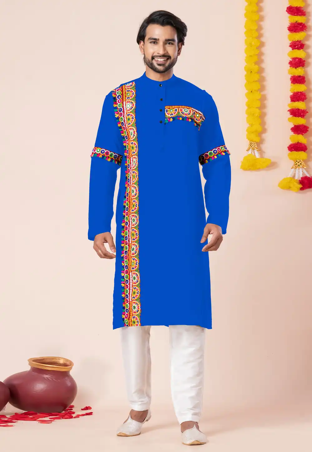 Blue Rayon Navratri Kurta Pajama 315925