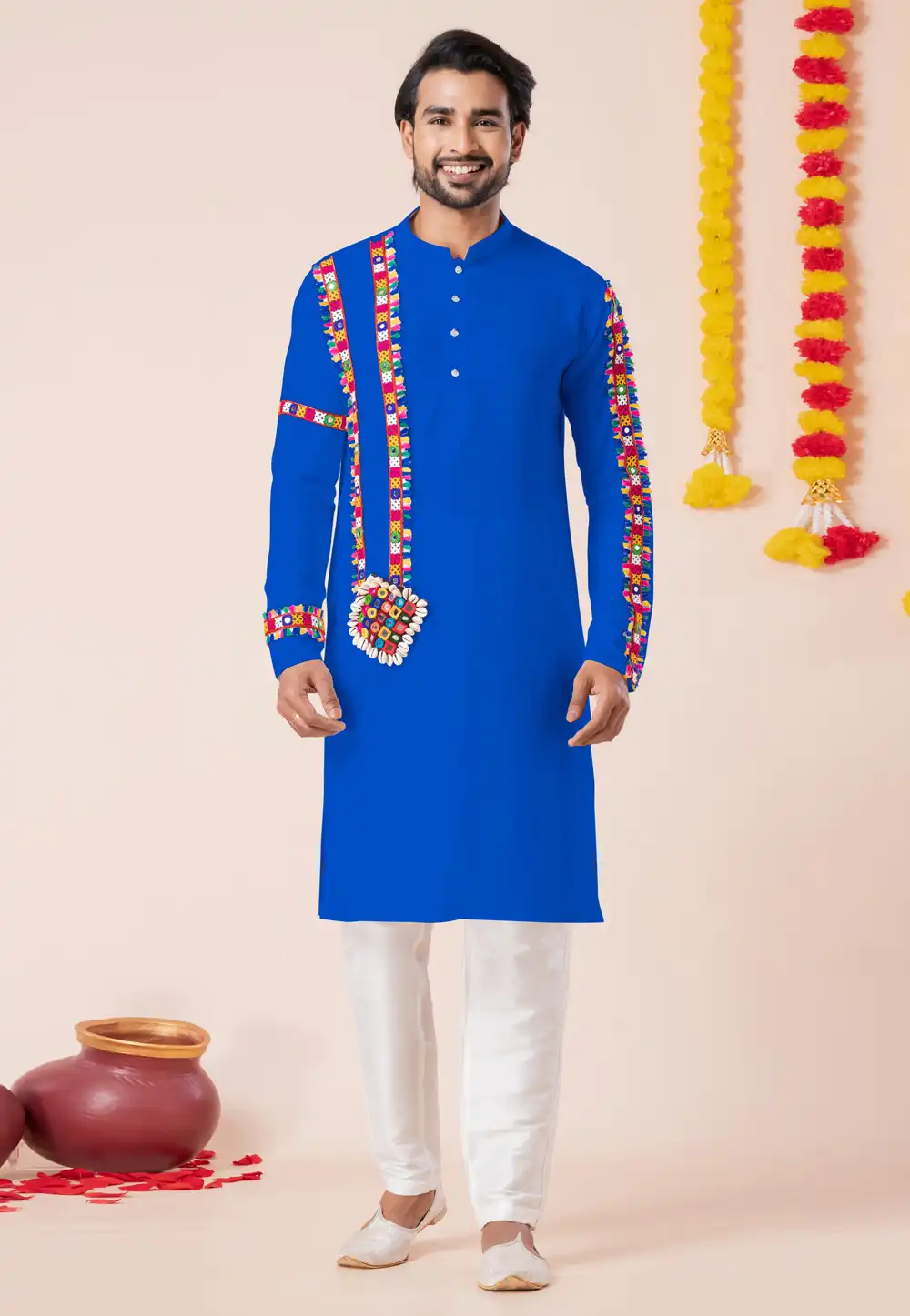 Blue Rayon Navratri Kurta Pajama 315931