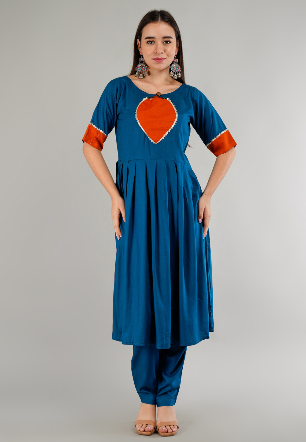 Blue Rayon Readymade Pakistani Suit 282804