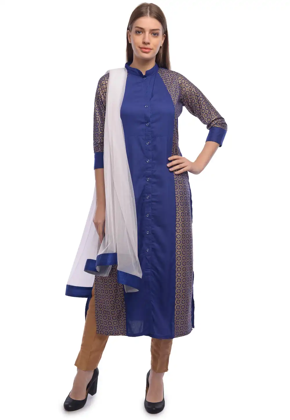 Blue Rayon Readymade Pant Style Suit 322158