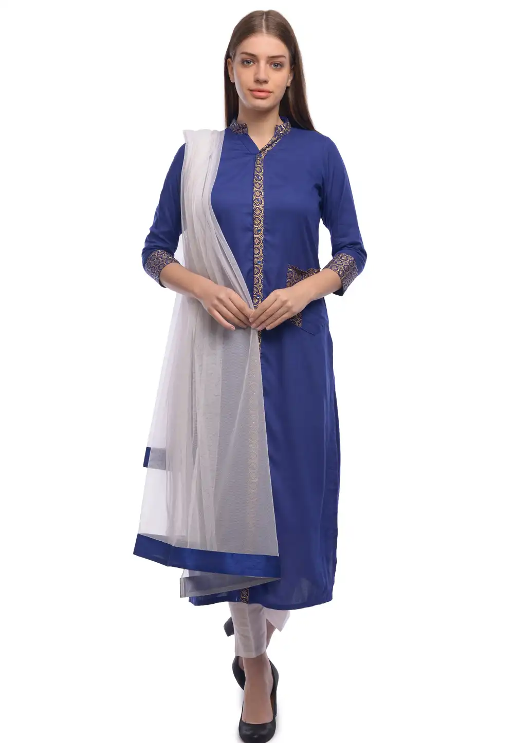 Blue Rayon Readymade Pant Style Suit 322164