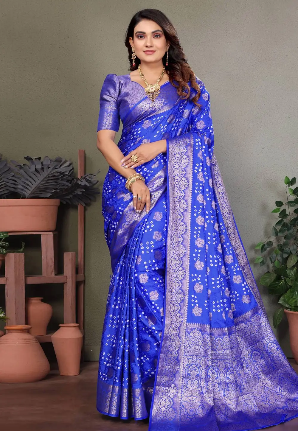 Blue Satin Silk Saree With Blouse 336317