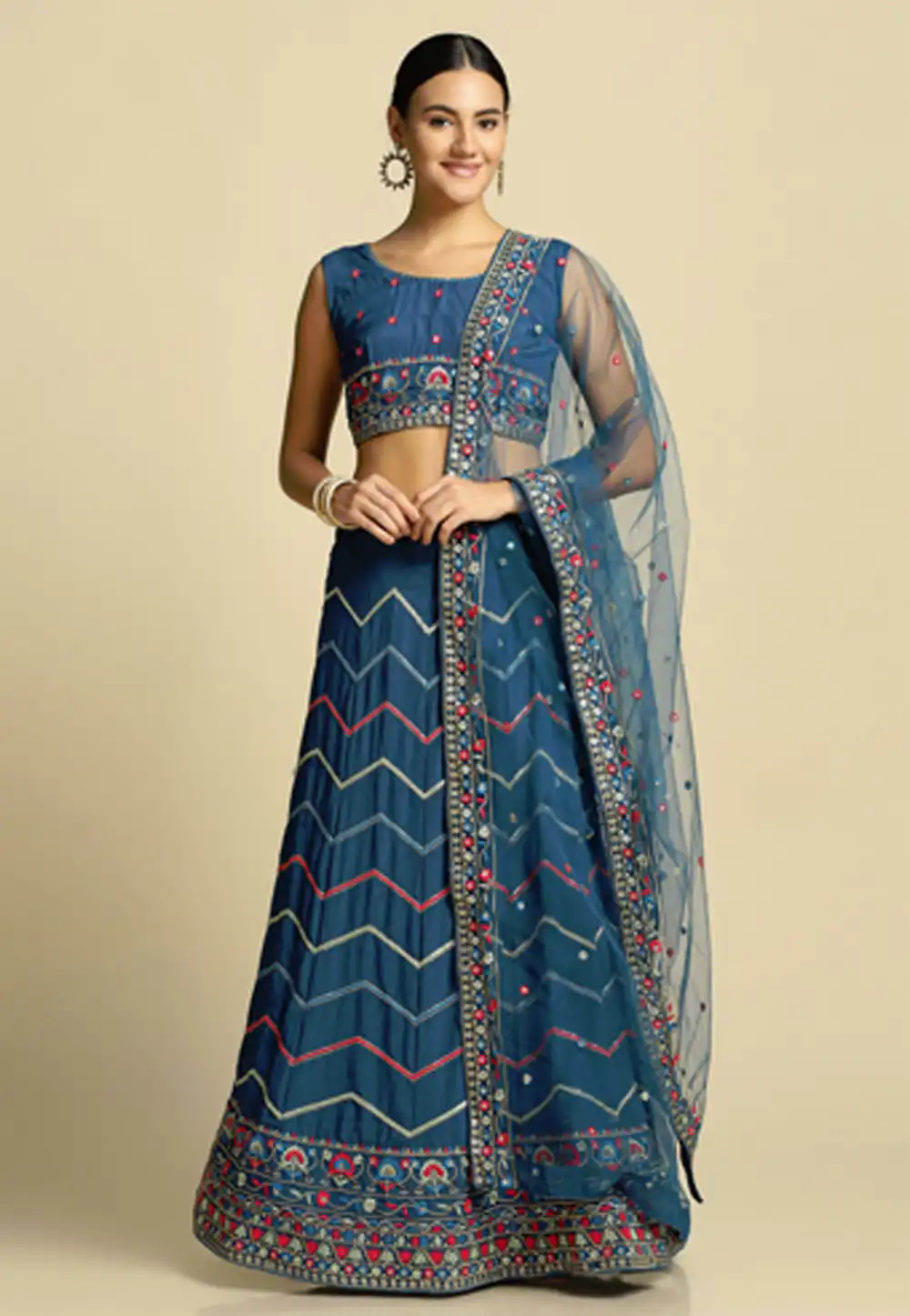 Blue Silk A Line Lehenga Choli 285450
