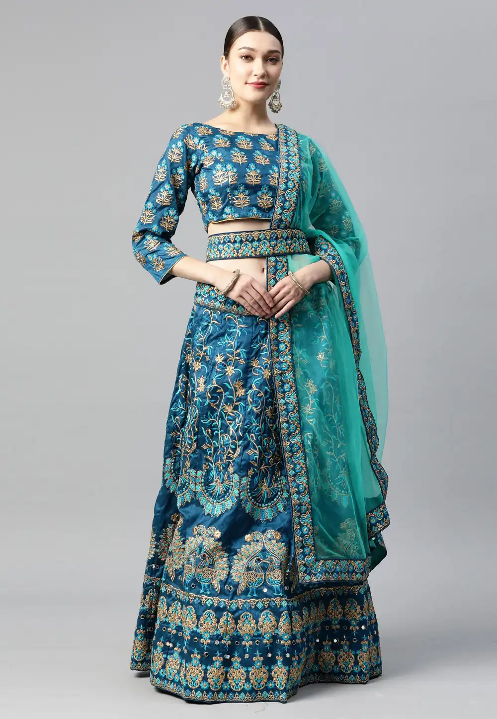 Blue Silk A Line Lehenga Choli 288539
