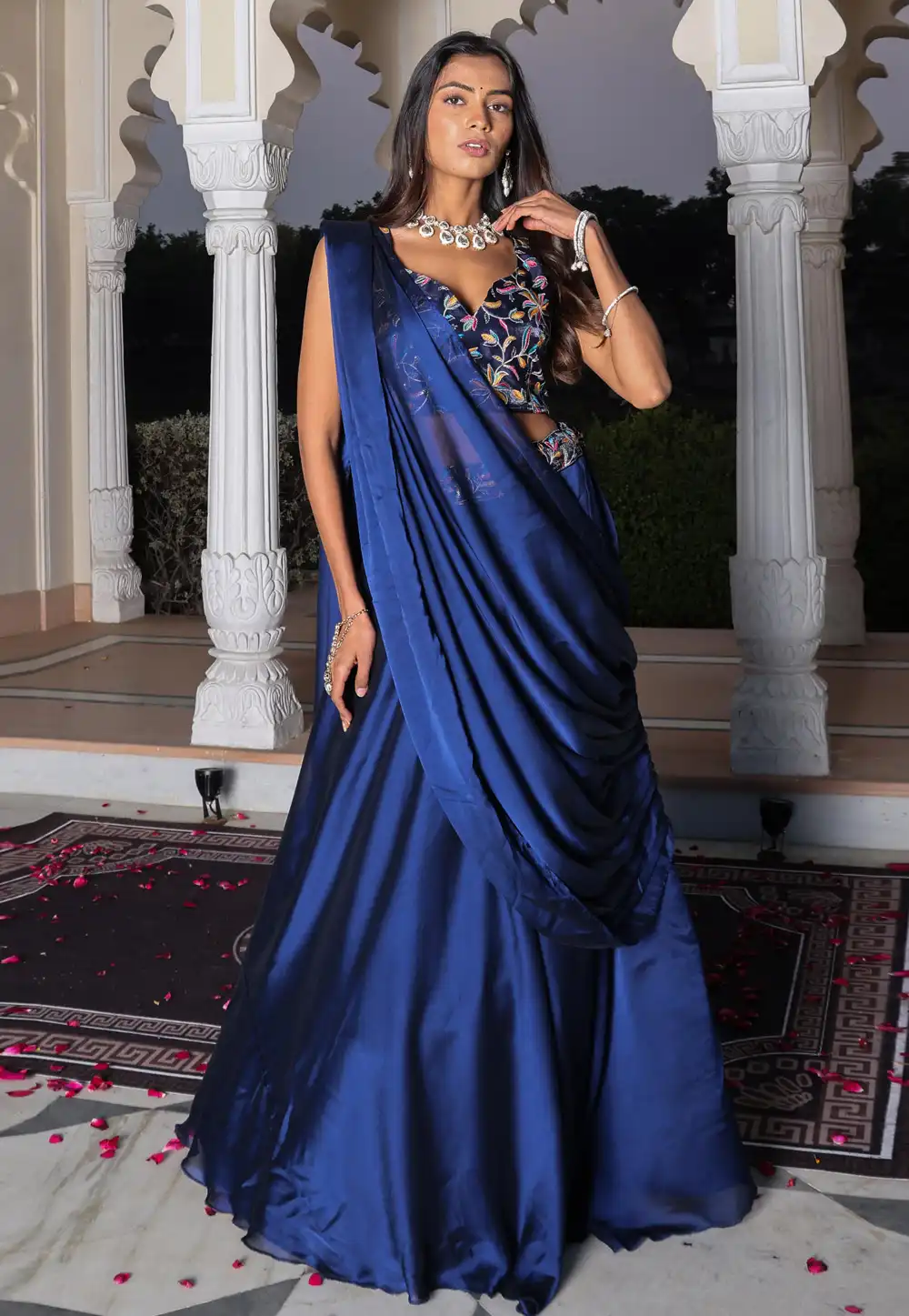 Blue Silk Circular Lehenga Choli 329179