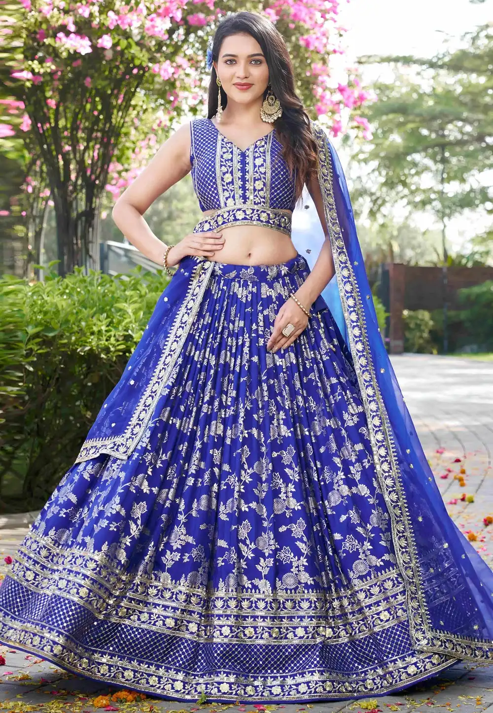 Blue Silk Jacquard Lehenga Choli 312567