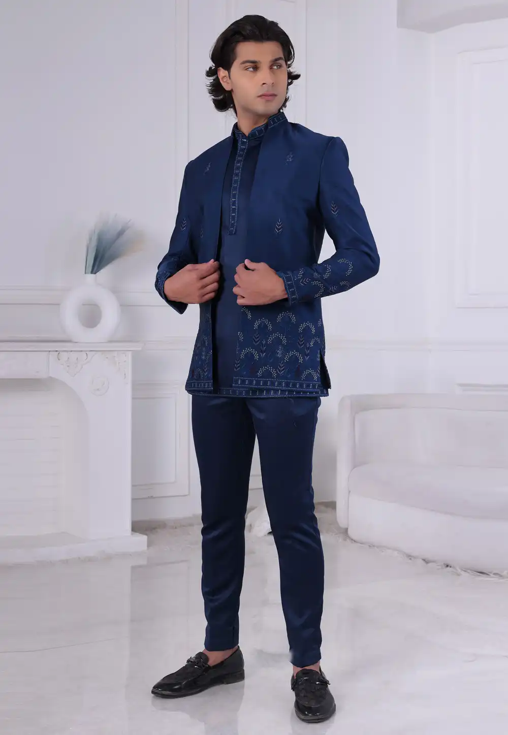 Blue Silk Jodhpuri Suit 314994