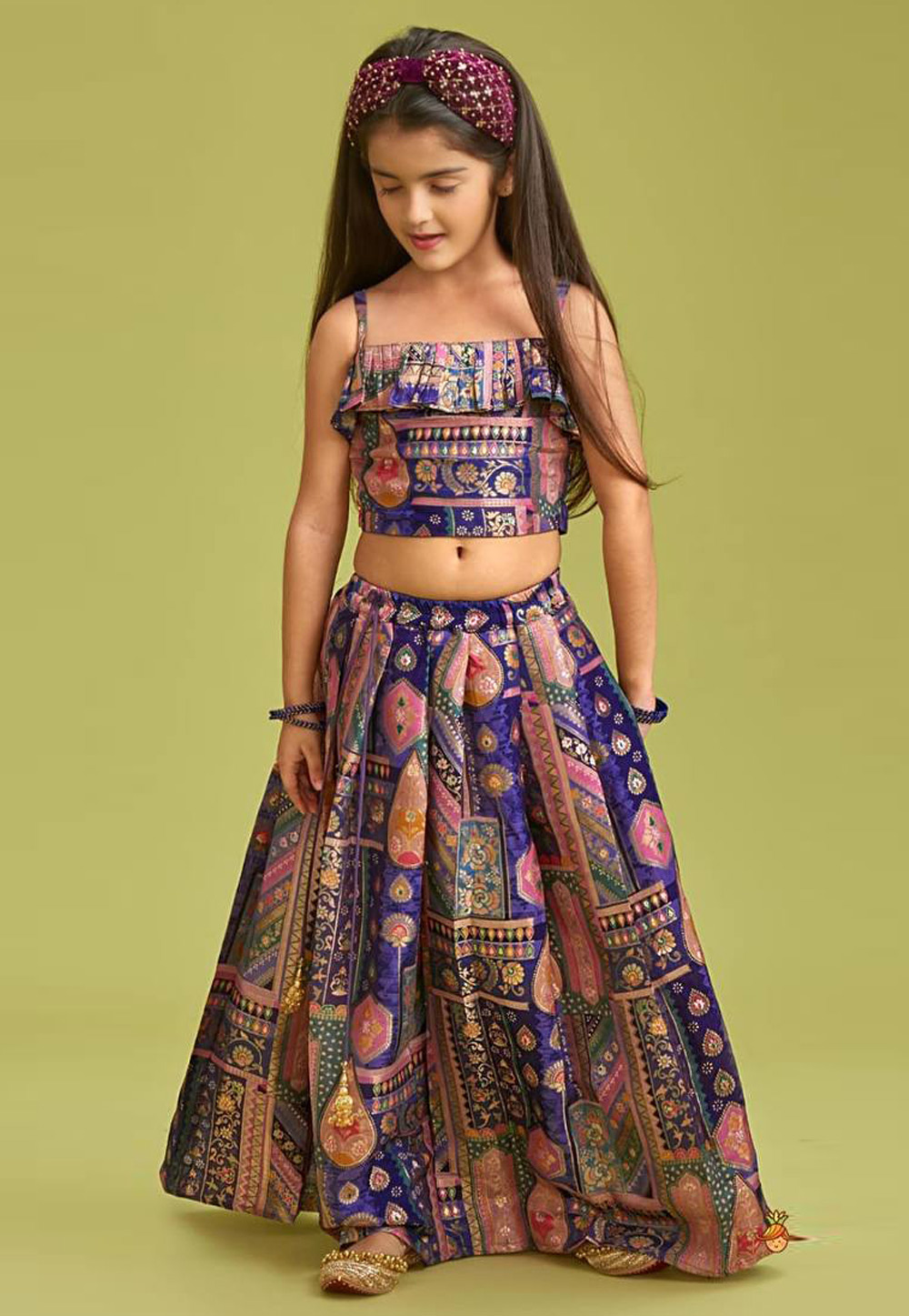 Blue Silk Kids Lehenga Choli 321213