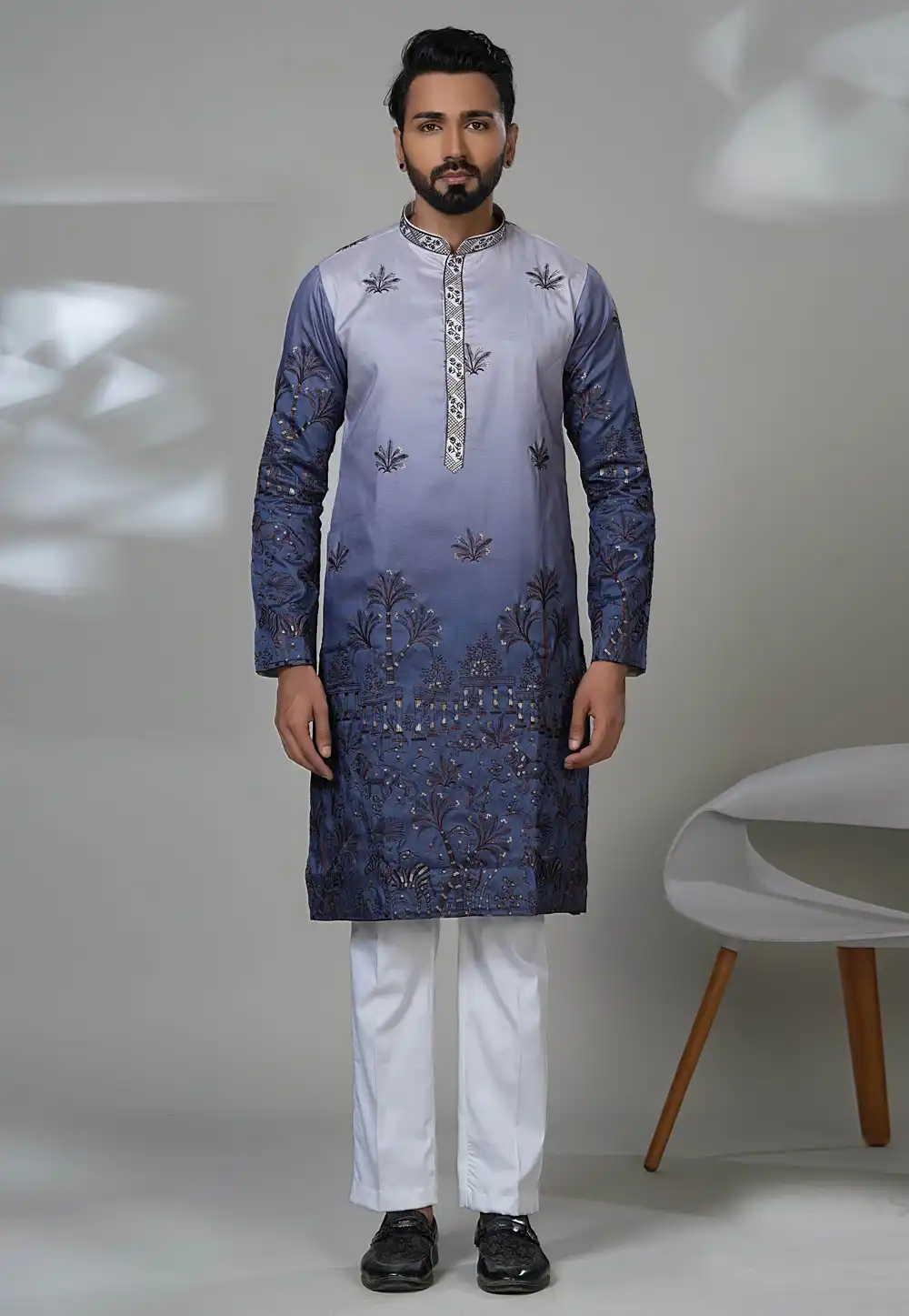 Blue Silk Kurta Pajama 315556
