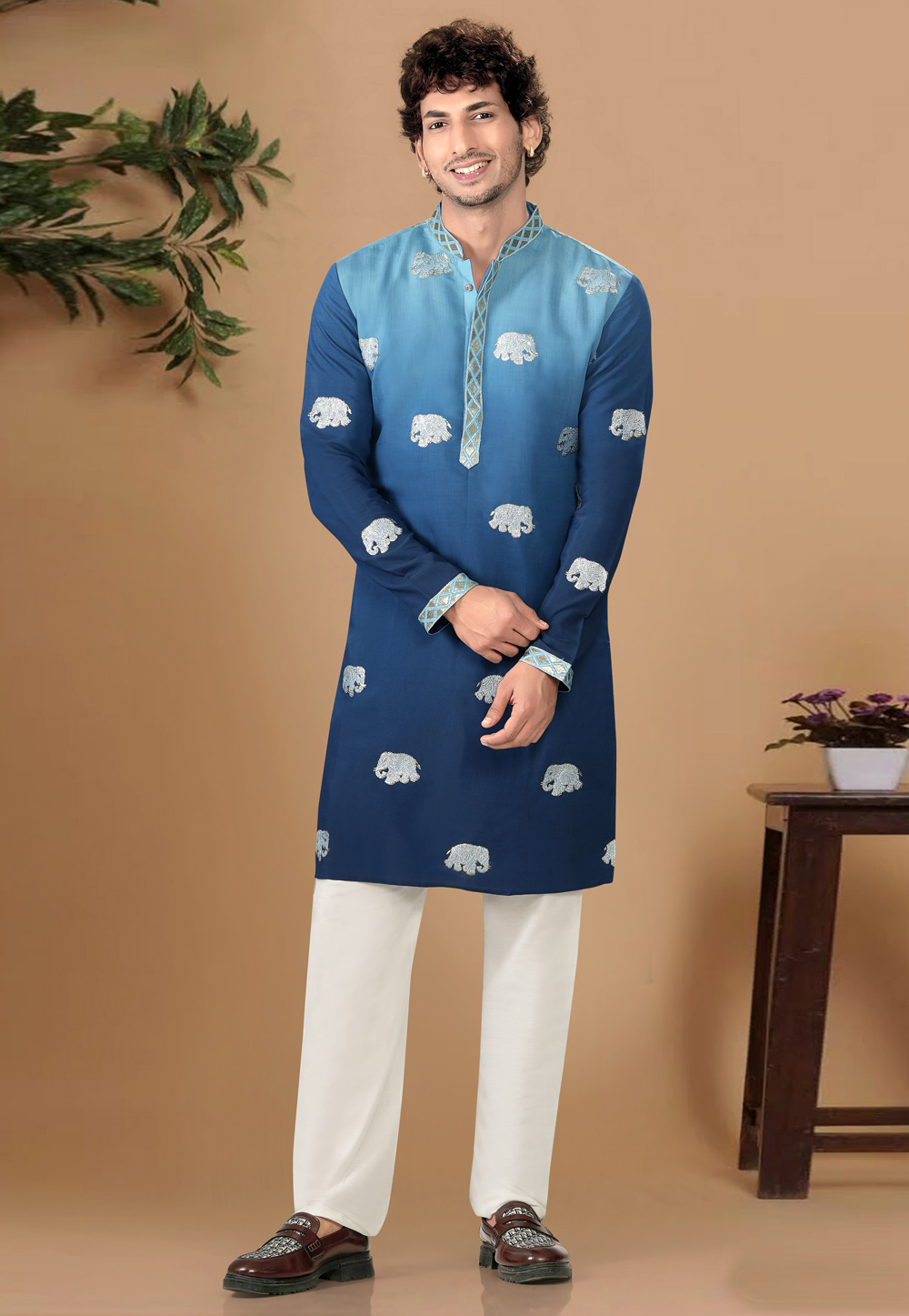 Blue Silk Kurta Pajama 325846
