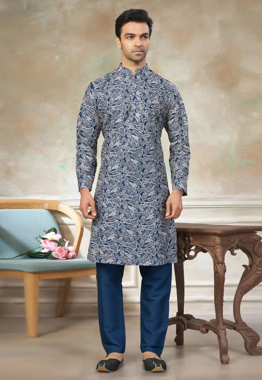 Blue Silk Kurta Pajama 325987