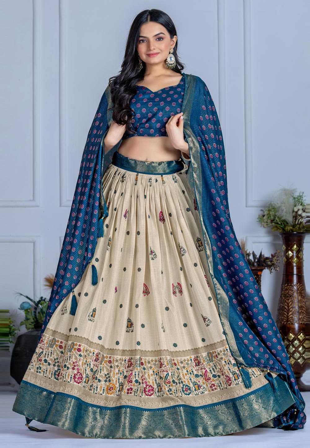 Blue Silk Lehenga Choli 322614