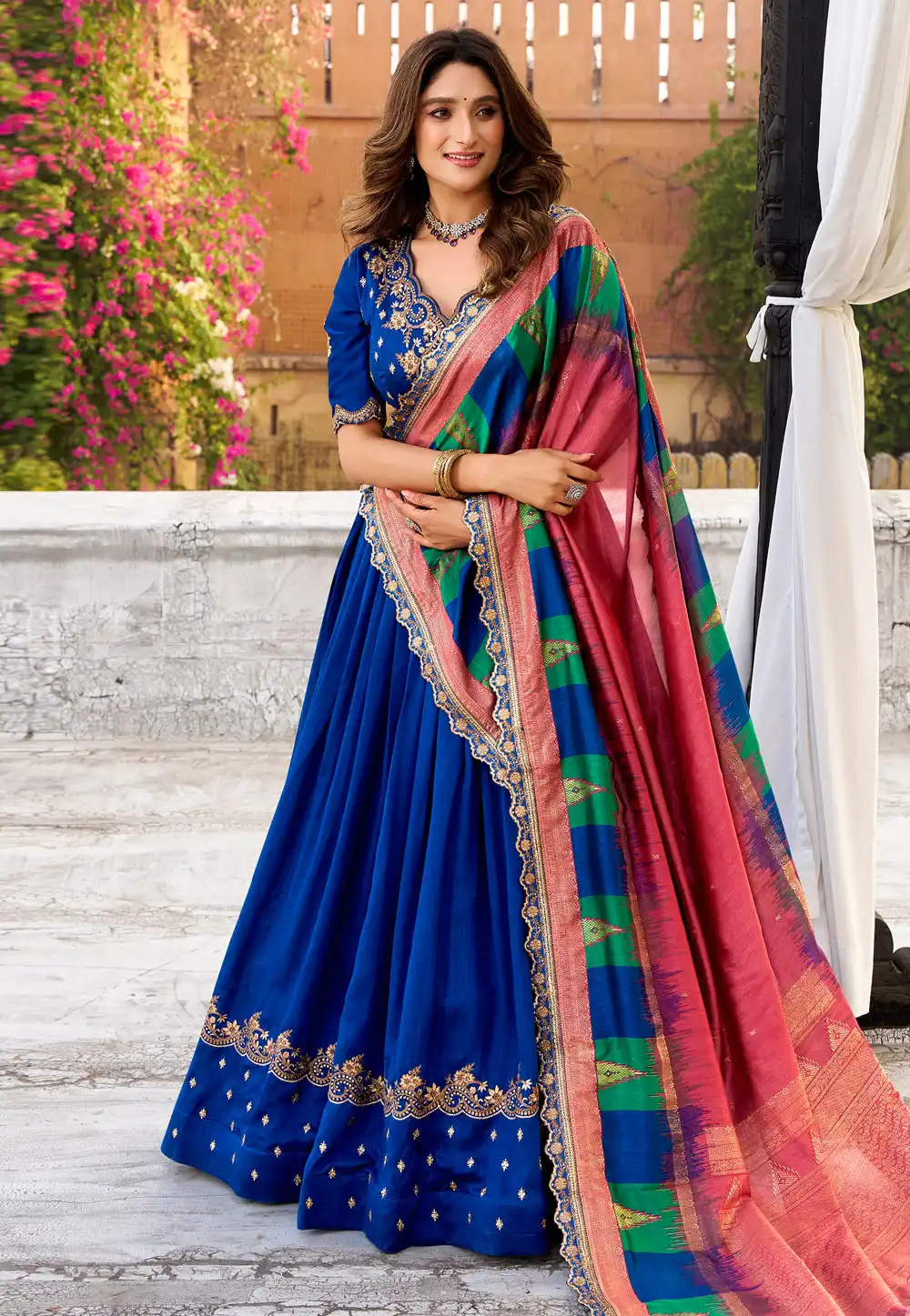 Blue Silk Lehenga Choli 323926