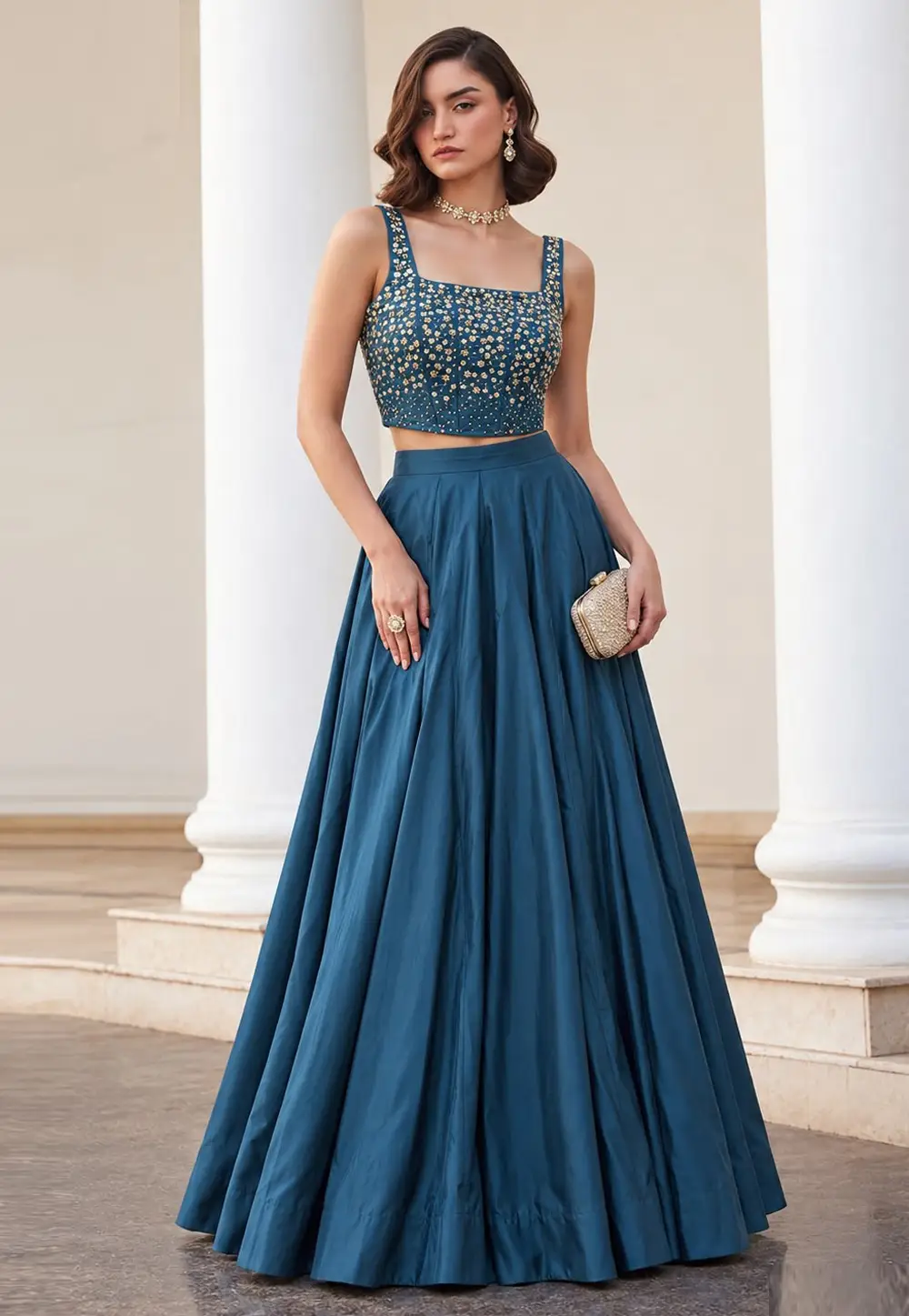 Blue Silk Lehenga Choli 336459