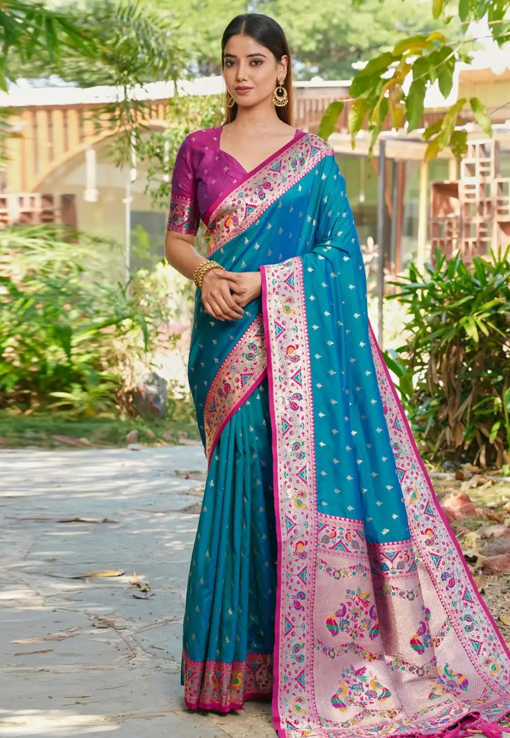 Blue Silk Paithani Saree 327561