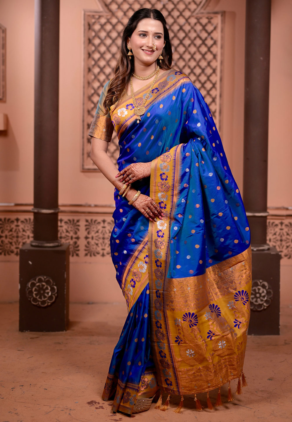Blue Silk Paithani Saree 327755