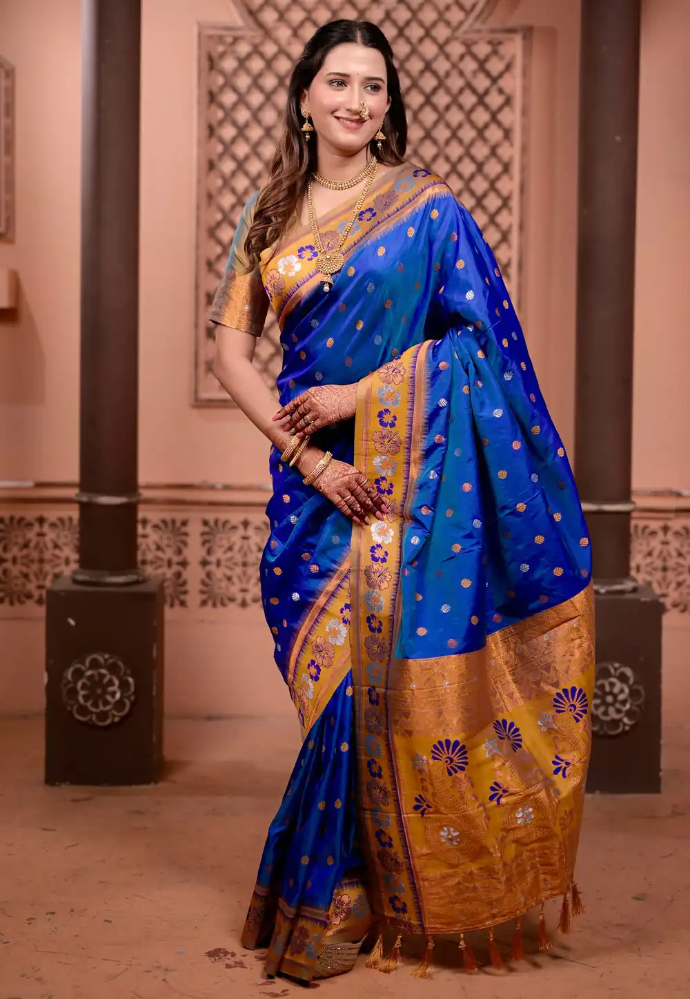 Blue Silk Paithani Saree 327755