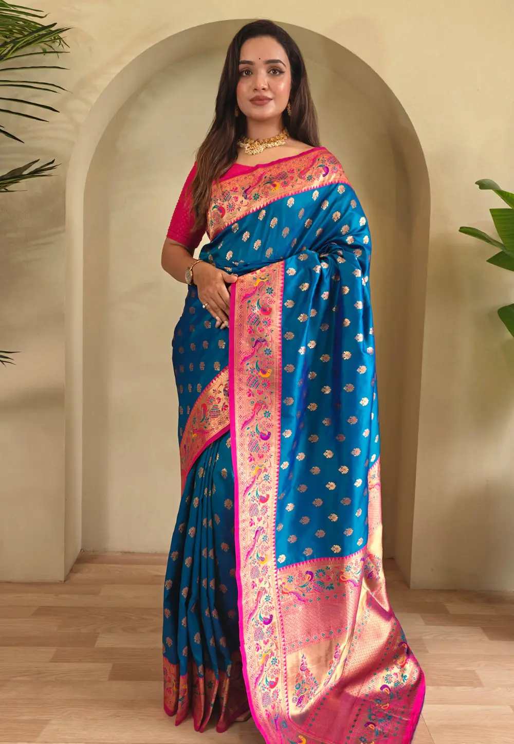 Blue Silk Paithani Saree 332223