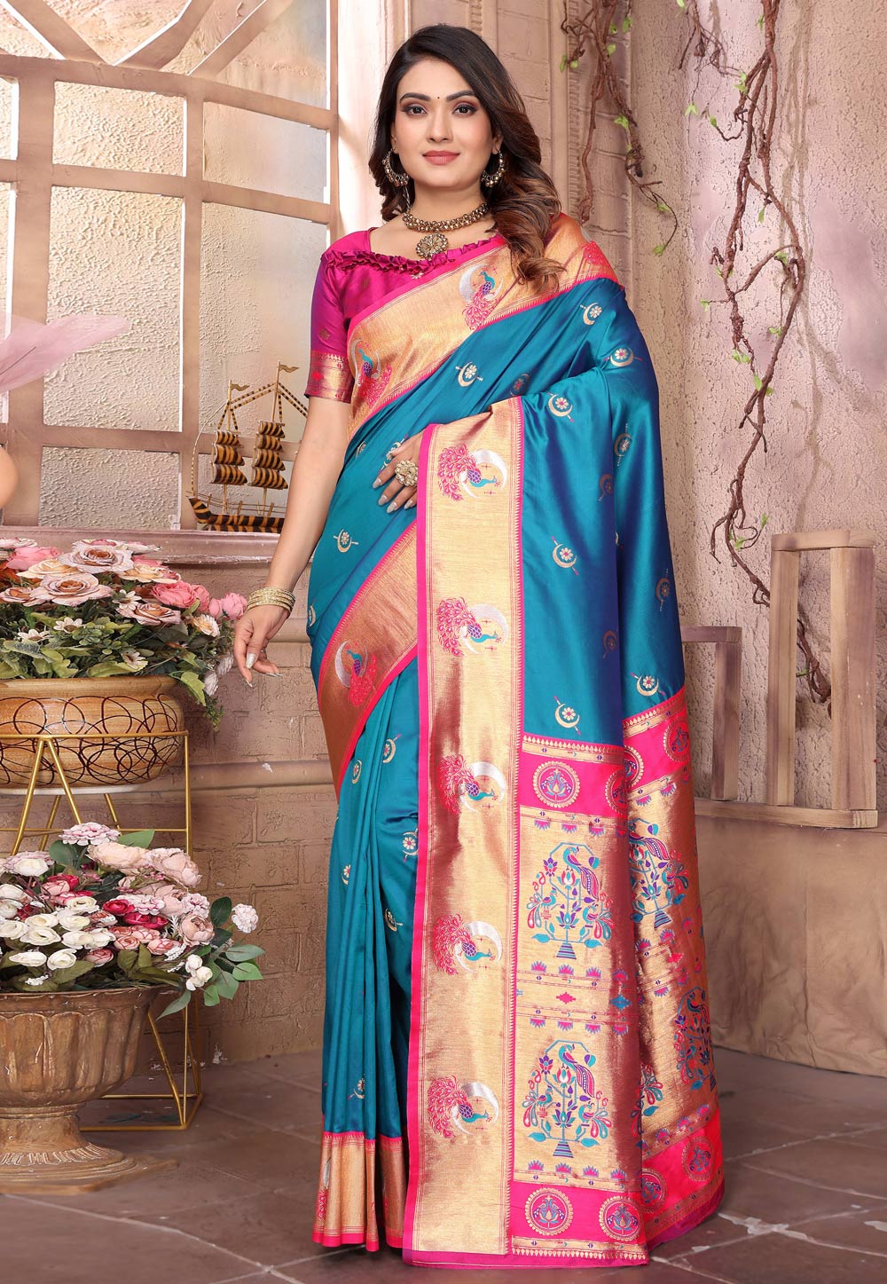 Blue Silk Paithani Saree 320644