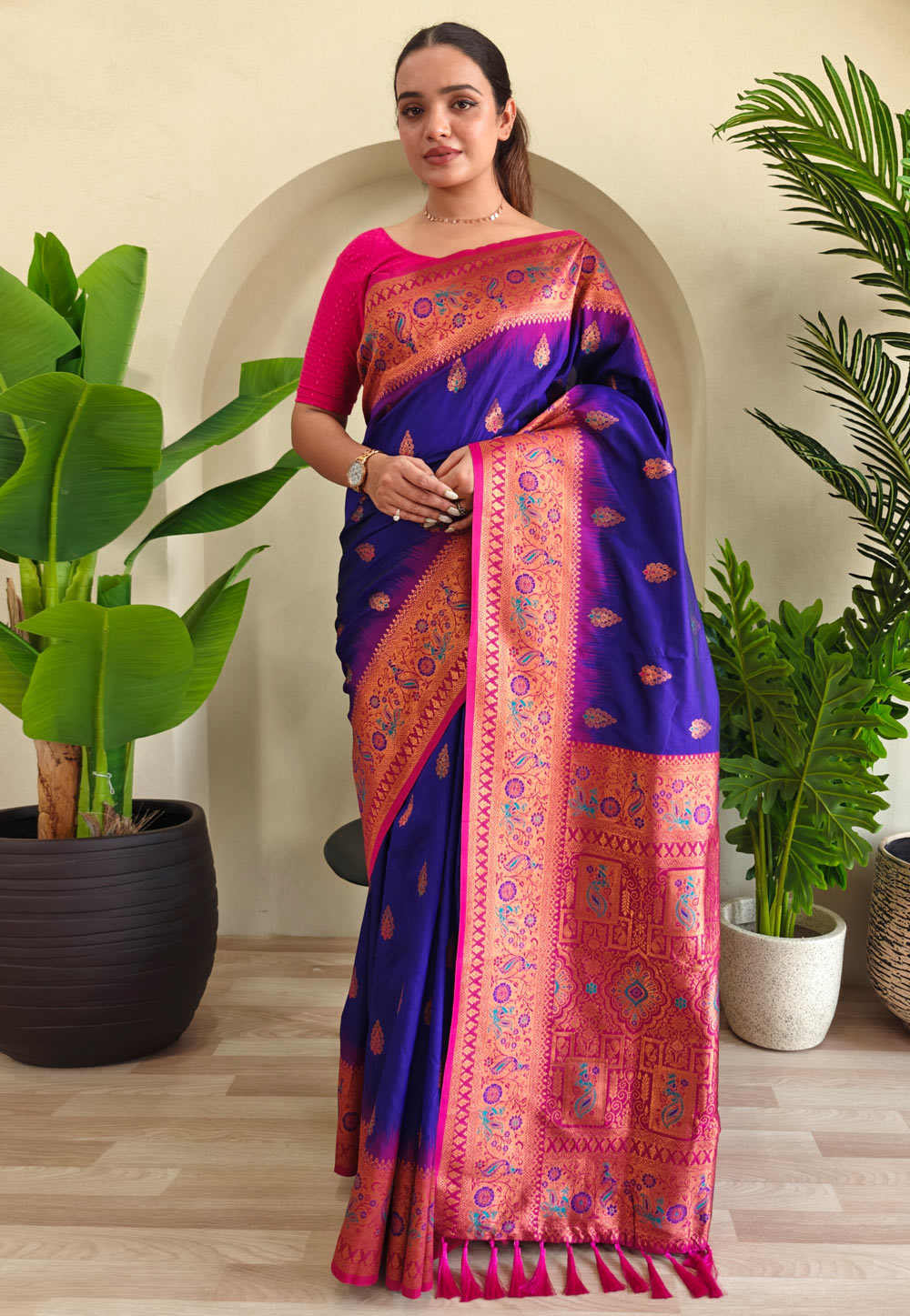 Blue Silk Paithani Saree 307977