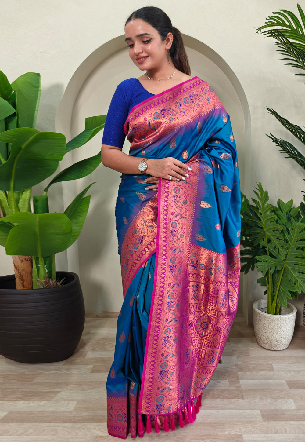 Blue Silk Paithani Saree 307981