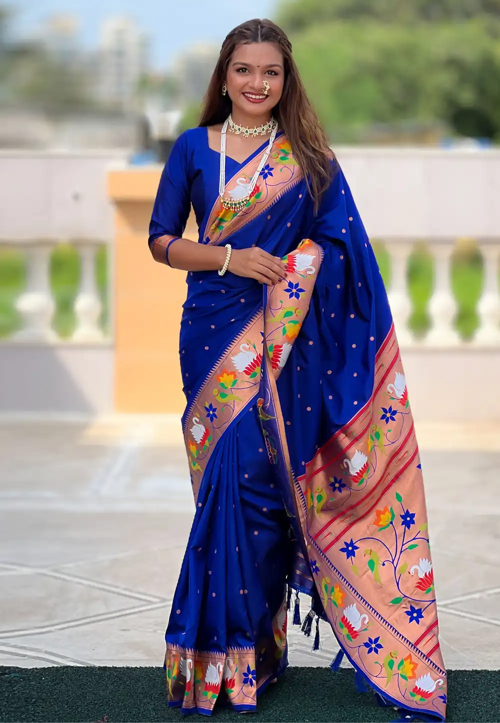 Blue Silk Paithani Saree 317699
