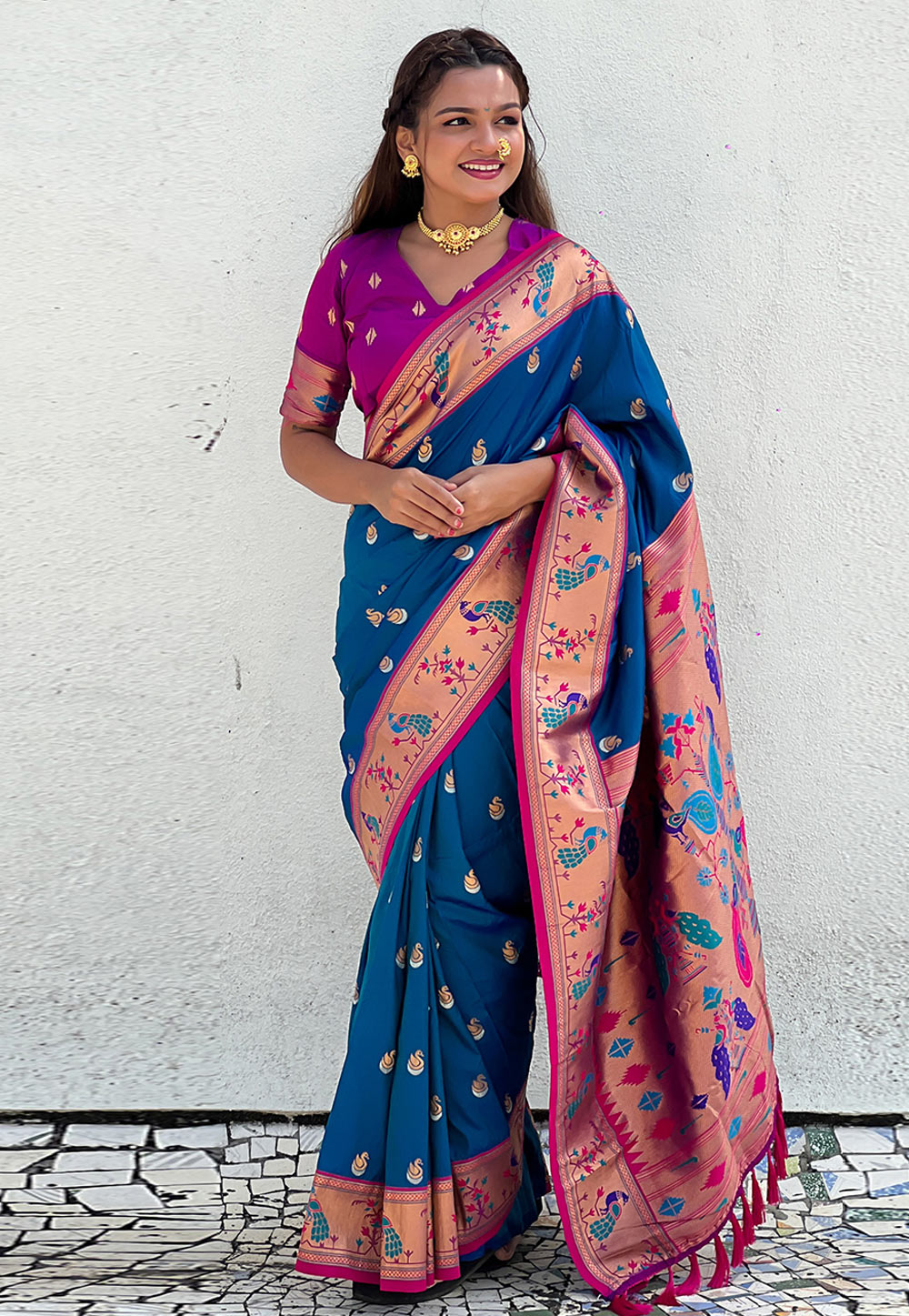 Blue Silk Paithani Saree 322532