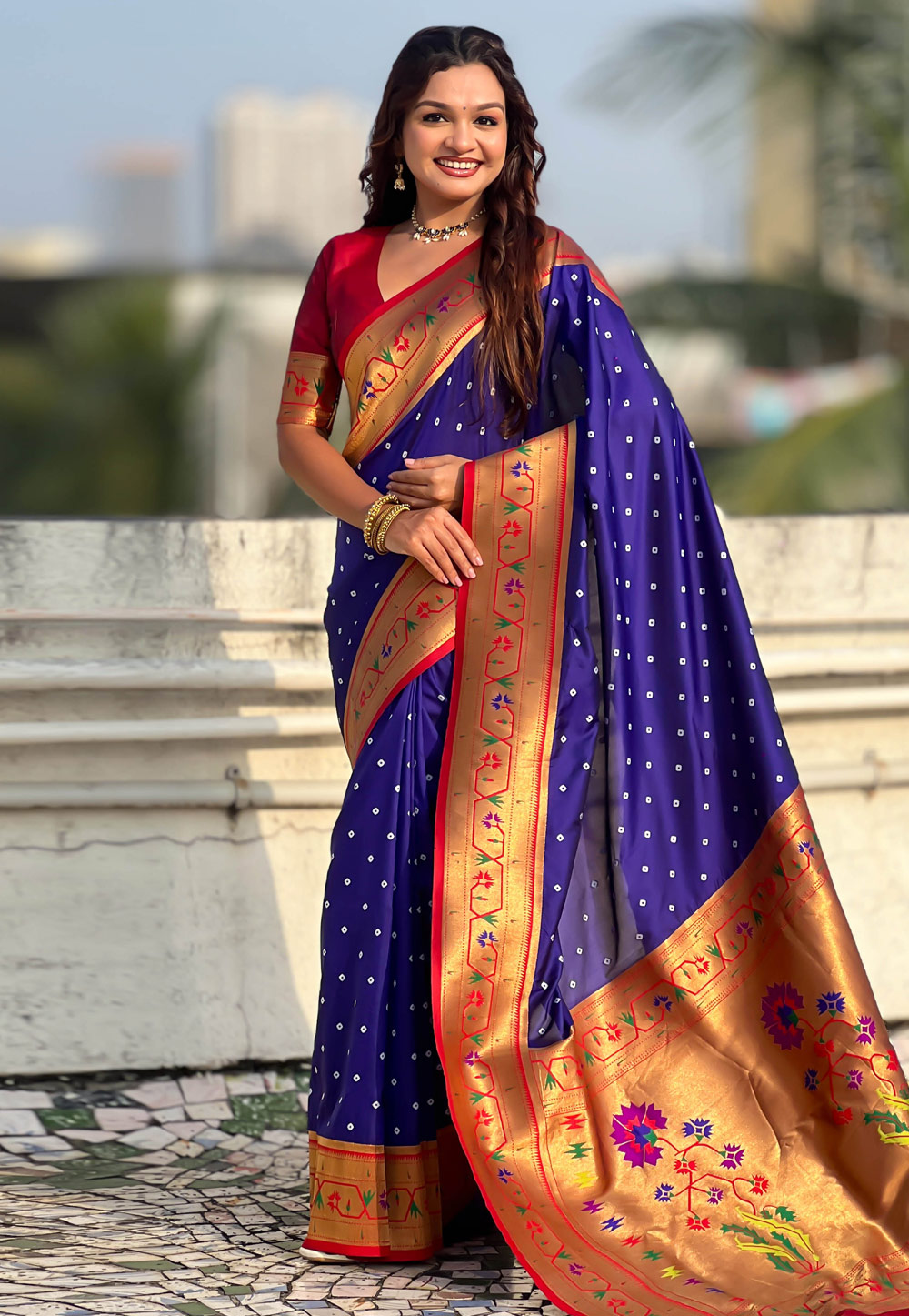 Blue Silk Paithani Saree 323550