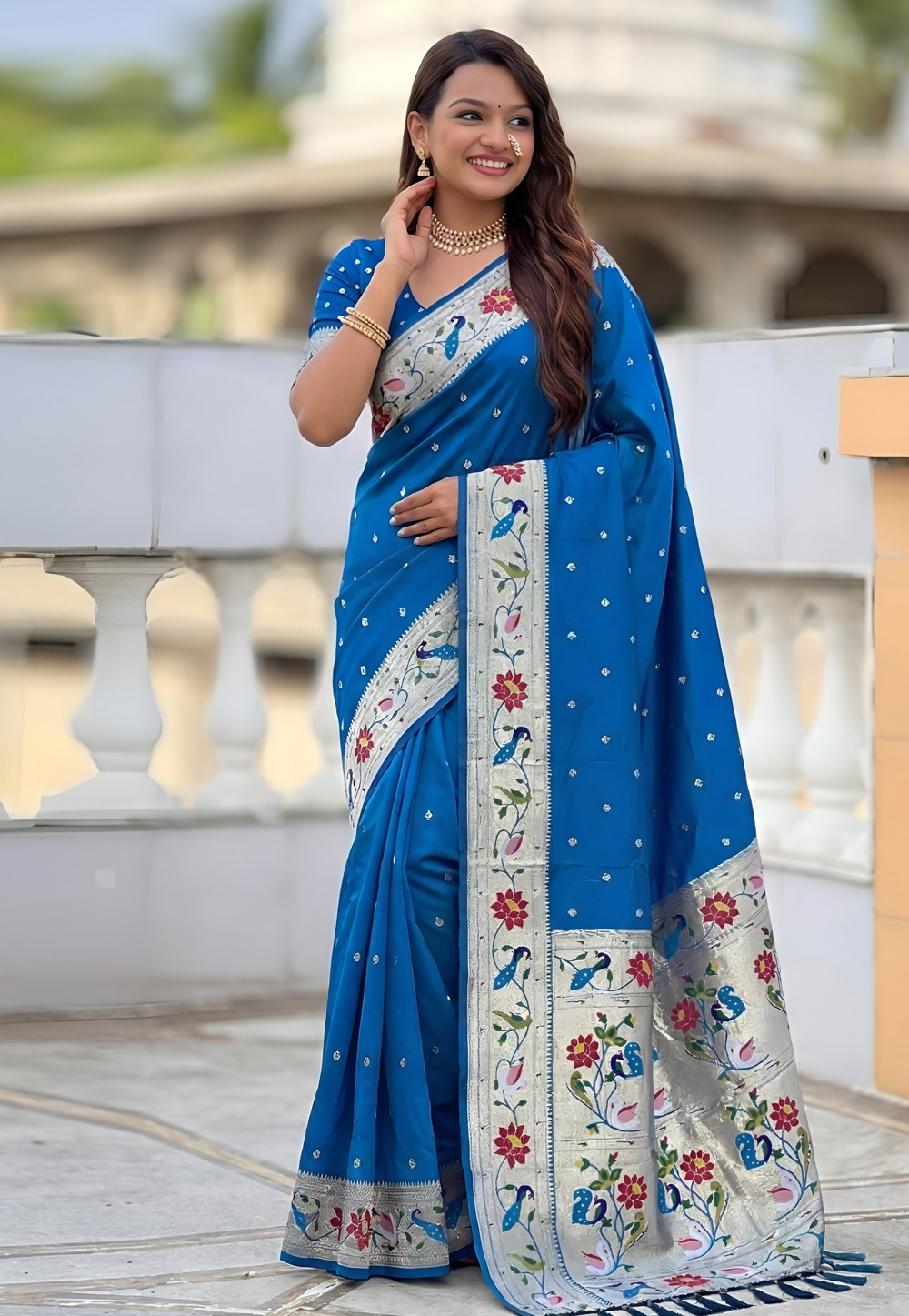 Blue Silk Paithani Saree 328047