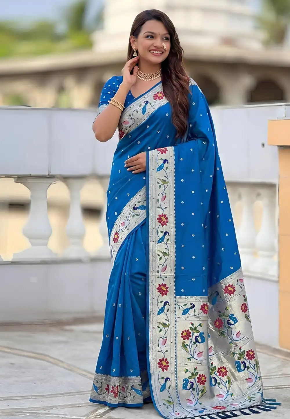 Blue Silk Paithani Saree 328047