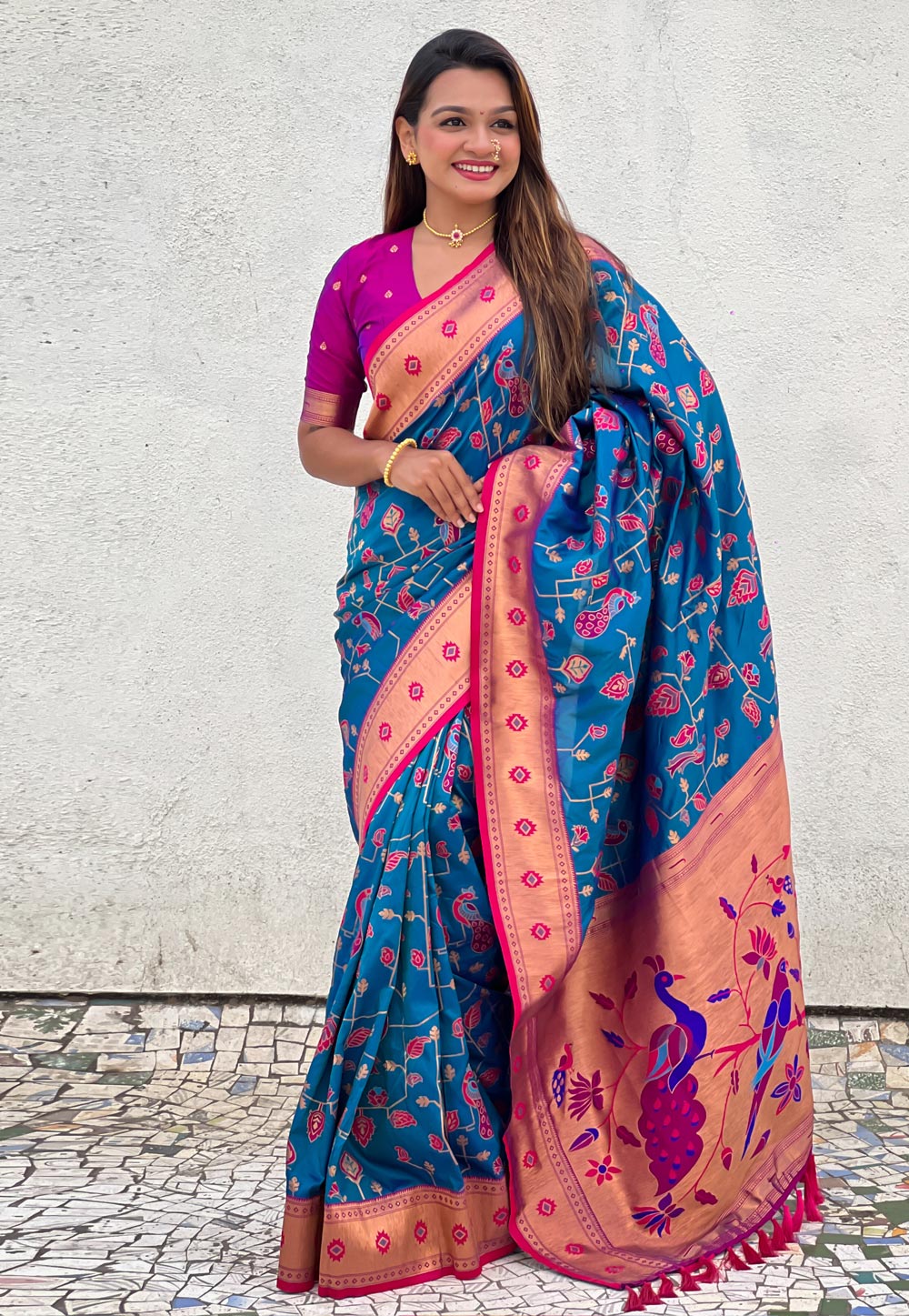 Blue Silk Paithani Saree 306990
