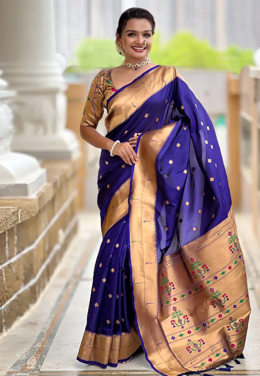 Blue Silk Paithani Saree 314750