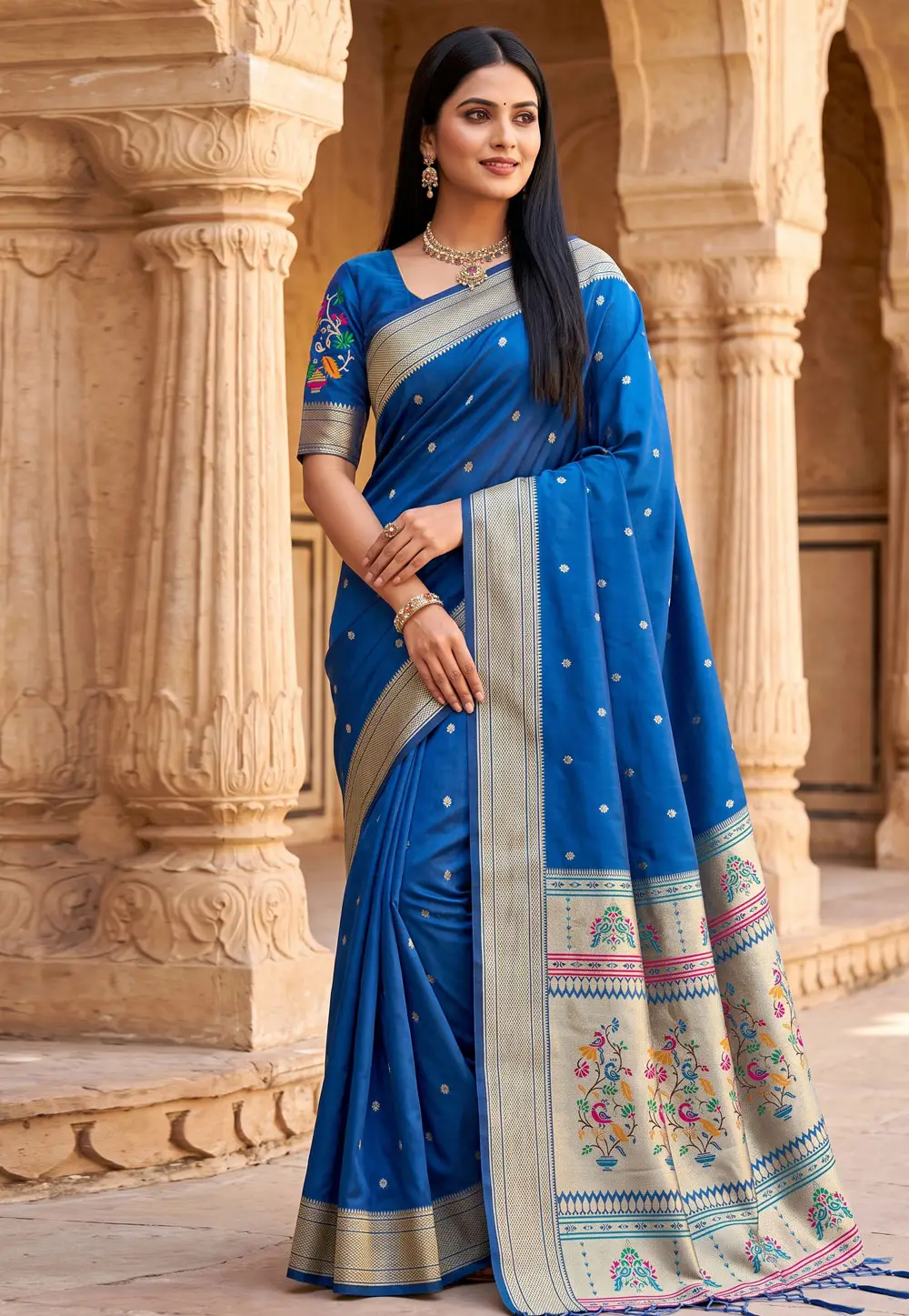 Blue Silk Paithani Saree 334388