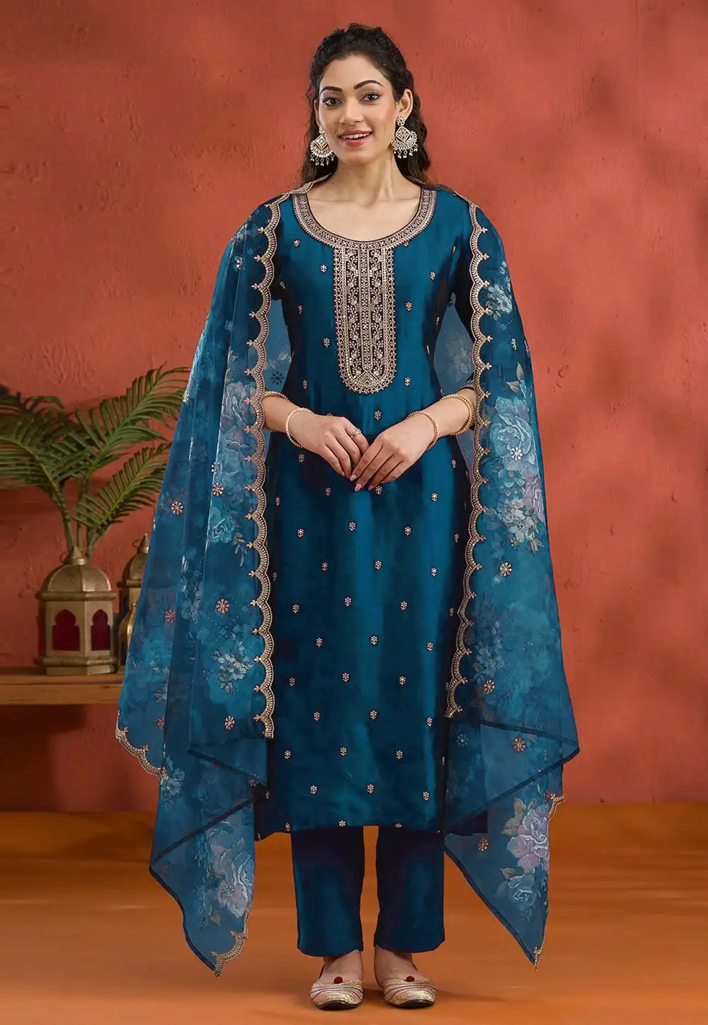 Blue Silk Pant Style Suit 313721