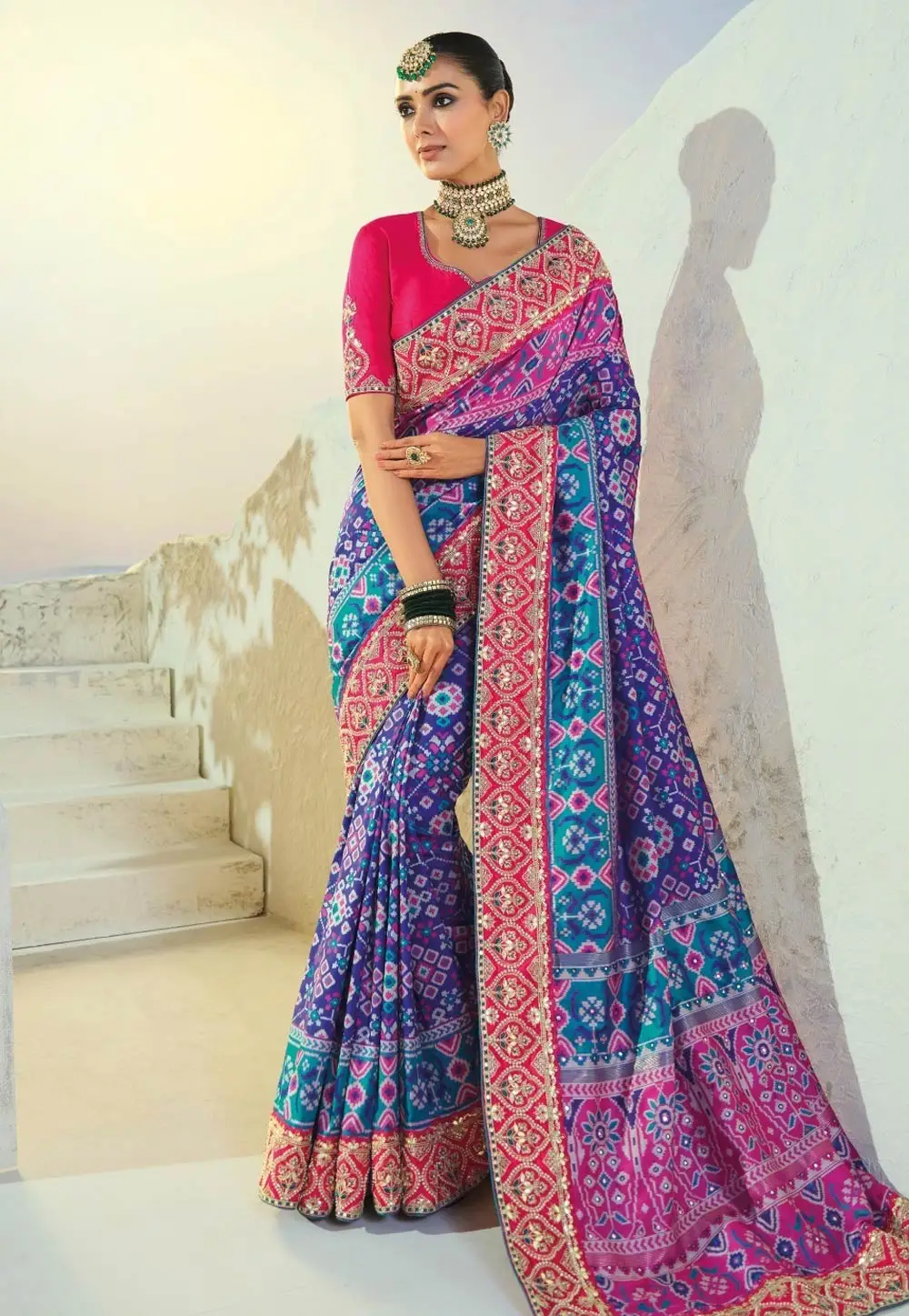 Blue Silk Patola Saree 337044