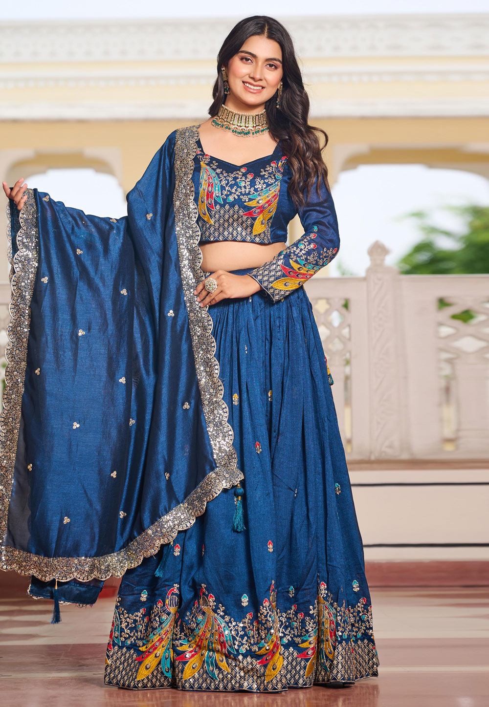 Blue Silk Readymade Lehenga Choli 313316