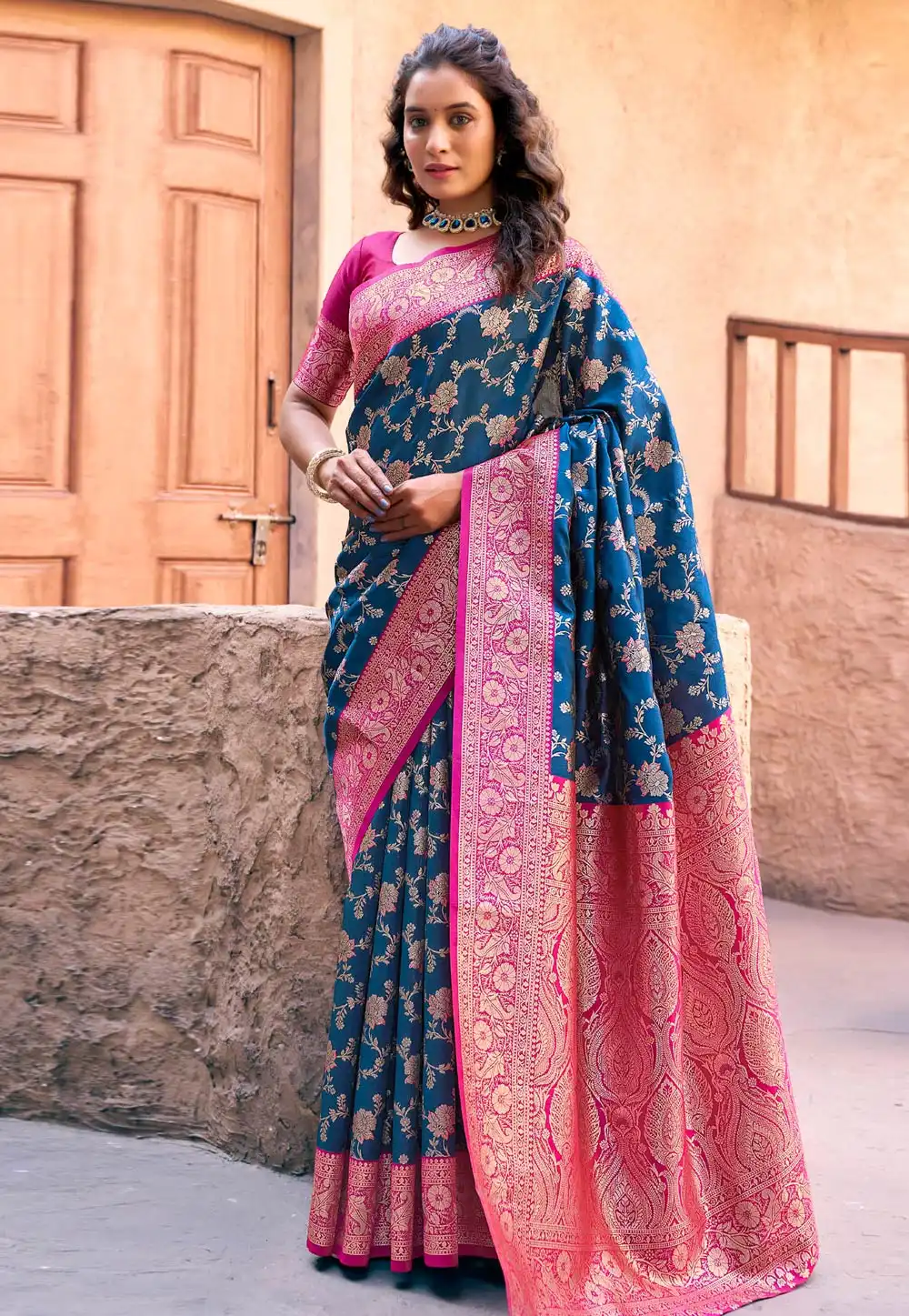 Blue Silk Saree With Blouse 305658