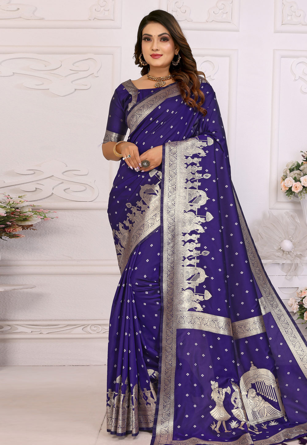 Blue Silk Saree With Blouse 307236