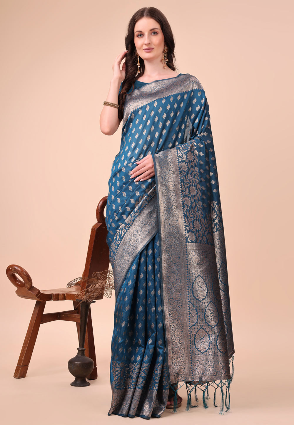 Blue Silk Saree With Blouse 308647