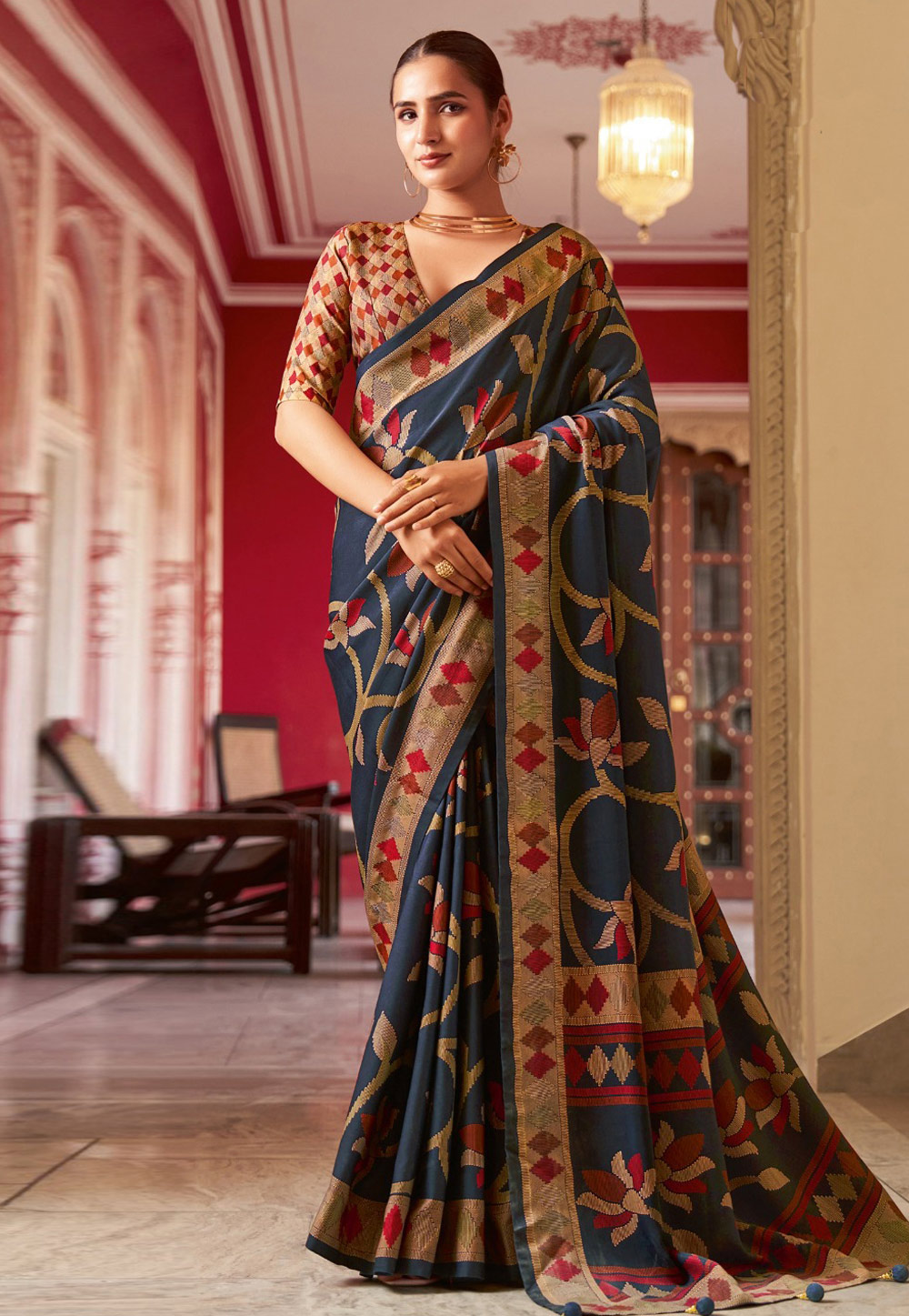 Blue Silk Saree With Blouse 319870