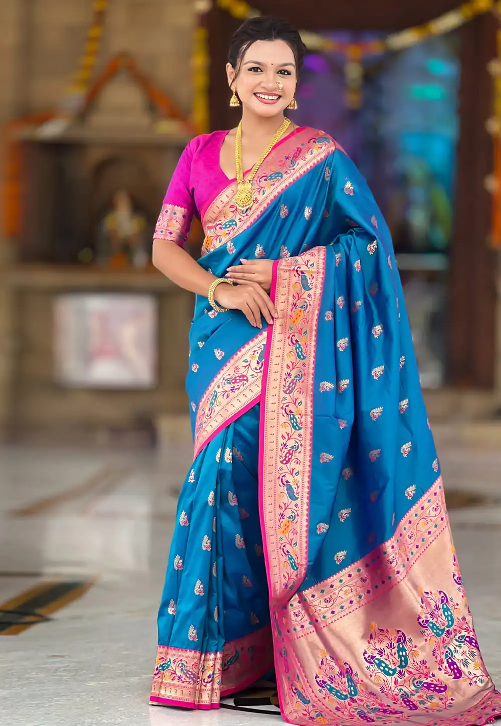 Blue Silk Saree With Blouse 323599