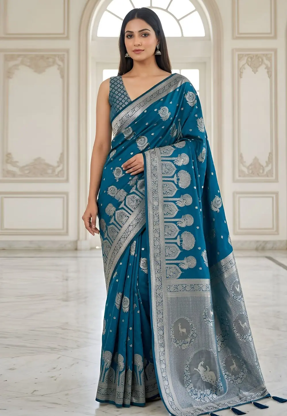 Blue Silk Saree With Blouse 331848